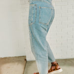 Striped Washed Twill Pants - Washed Denim - Lace and Grace Boutique