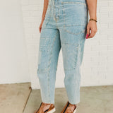 Striped Washed Twill Pants - Washed Denim - Lace and Grace Boutique