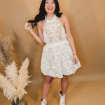 Floral Lace Sheer Mini Dress - Cream - Lace and Grace Boutique