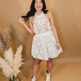 Floral Lace Sheer Mini Dress - Cream - Lace and Grace Boutique