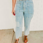 Striped Washed Twill Pants - Washed Denim - Lace and Grace Boutique