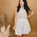Floral Lace Sheer Mini Dress - Cream - Lace and Grace Boutique