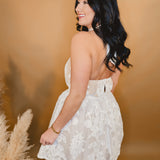 Floral Lace Sheer Mini Dress - Cream - Lace and Grace Boutique