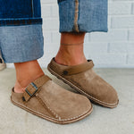 Birkenstock Lutry Premium Suede Clogs - Gray Taupe - Lace and Grace Boutique