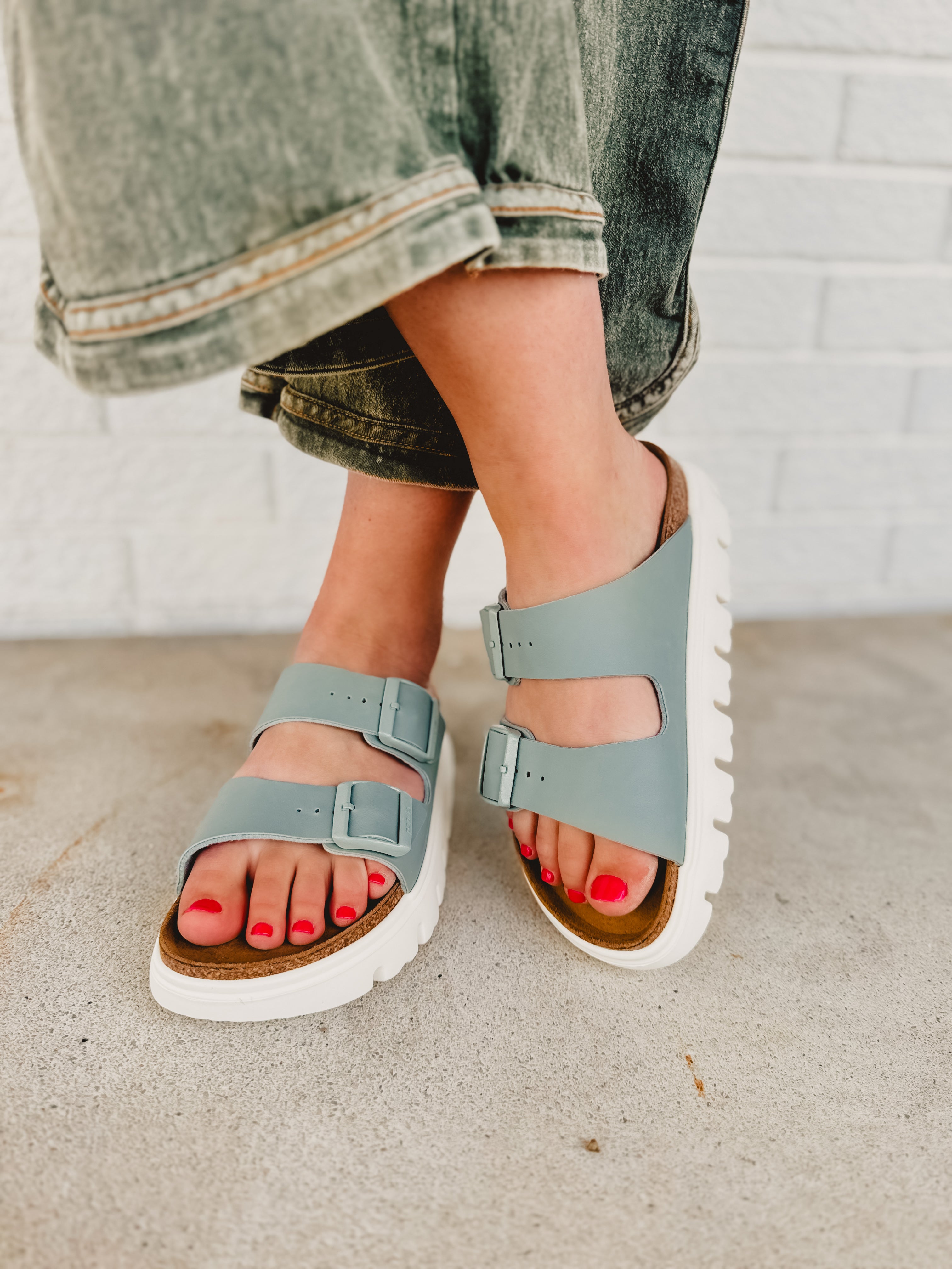 Birkenstock Arizona Papillio Chunky Sandal - Pure Sage - Lace and Grace Boutique