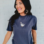 Silly Goose Embroidered Tee - Charcoal - Lace and Grace Boutique