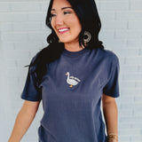 Silly Goose Embroidered Tee - Charcoal - Lace and Grace Boutique