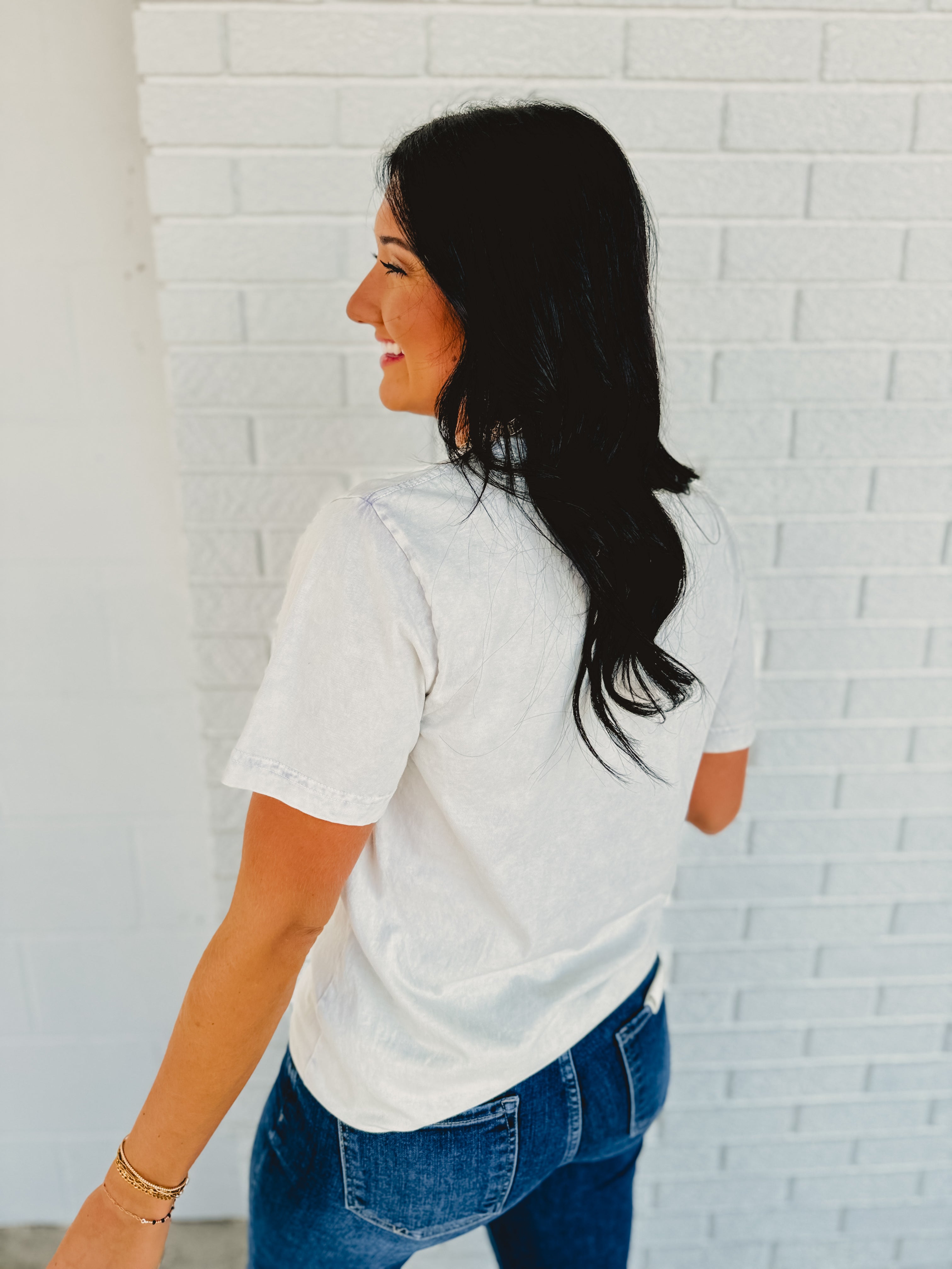 Cool It Cowboy Mineral Wash Graphic Tee - Off White - Lace and Grace Boutique