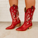 Britney Cut Out Western Boots - Ruby - Lace and Grace Boutique