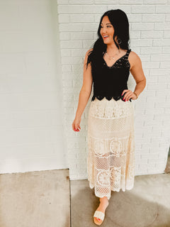 Crochet Maxi Skirt - Natural - Lace and Grace Boutique
