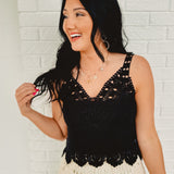 Crochet Lace Tank Top - Black - Lace and Grace Boutique