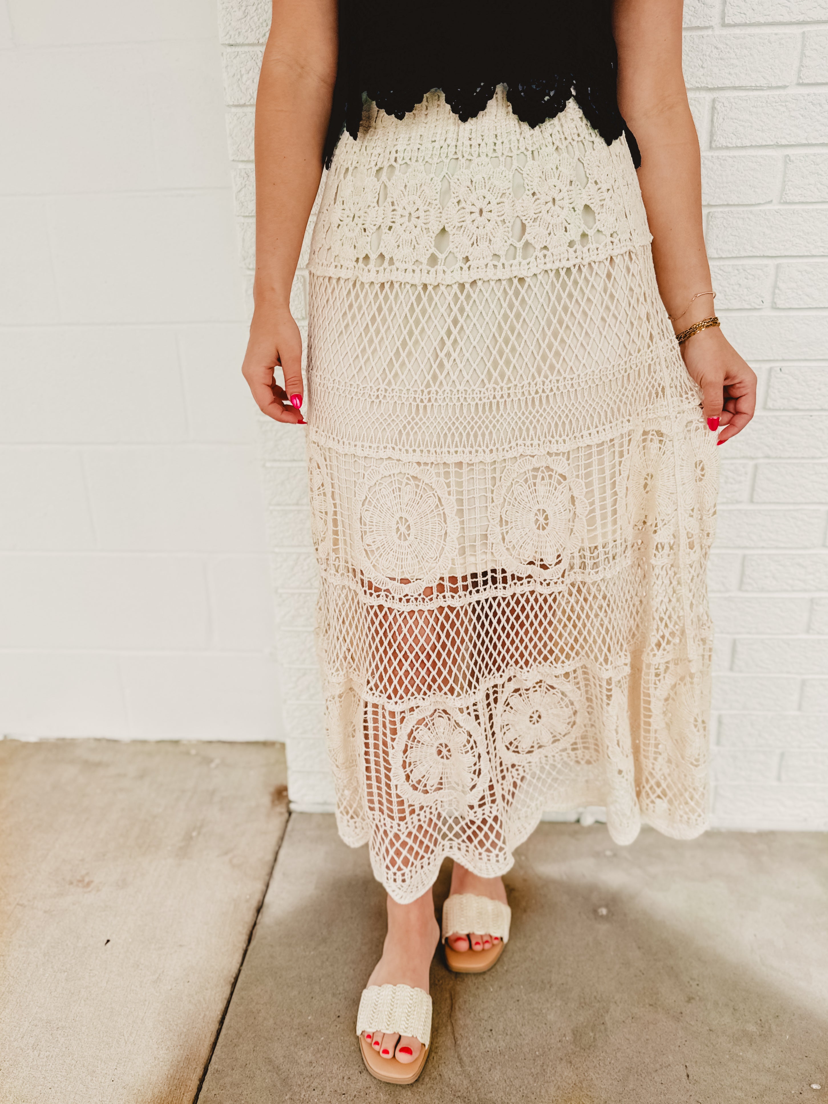 Crochet Maxi Skirt - Natural - Lace and Grace Boutique