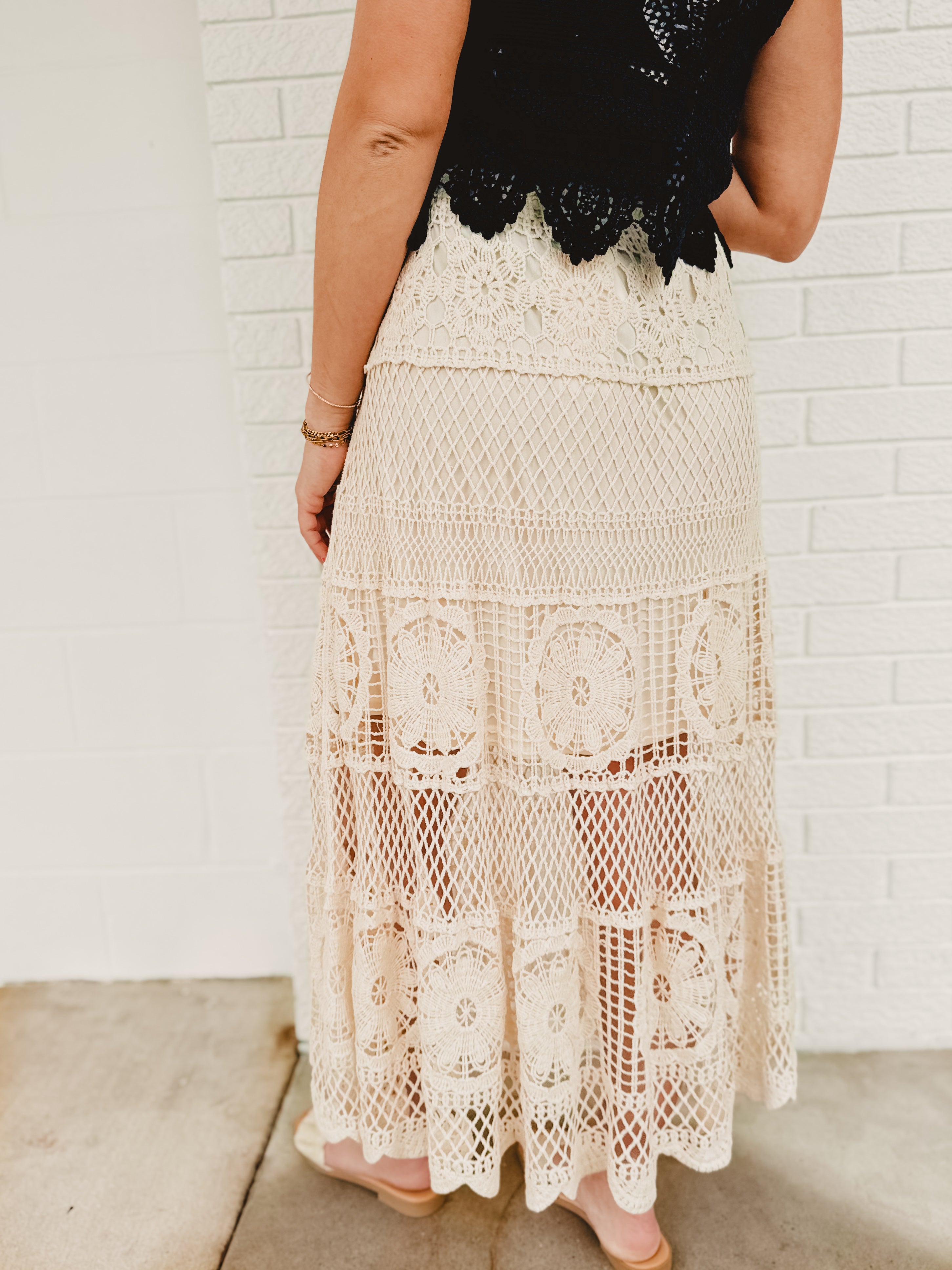 Crochet Maxi Skirt - Natural - Lace and Grace Boutique
