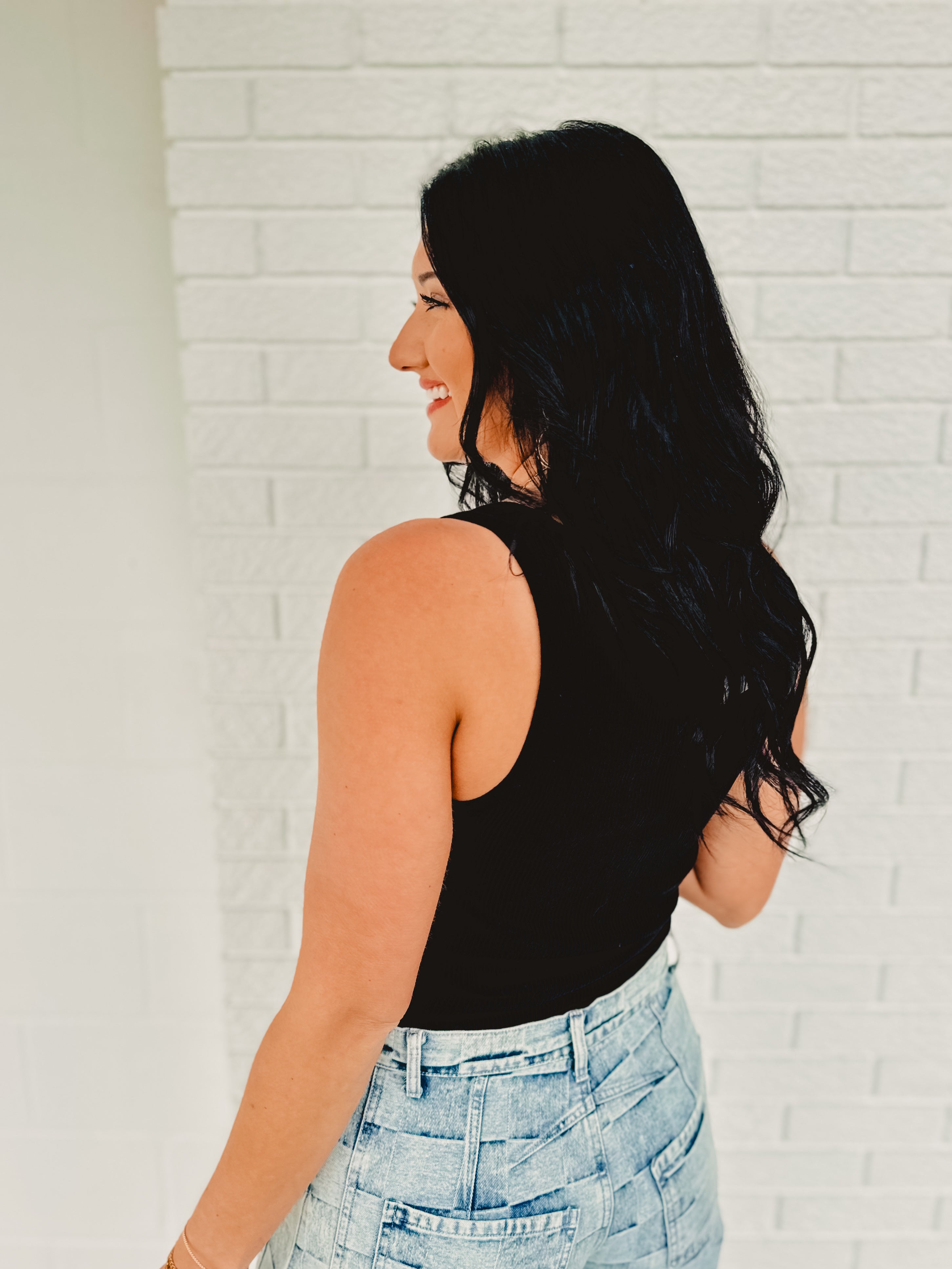 Ribbed Scoop Neck Knit Tank - Black - Lace and Grace Boutique