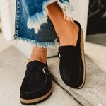Birkenstock Buckley Suede Leather Clog - Black - Lace and Grace Boutique