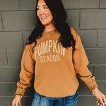 Pumpkin Season Oversized Sweatshirt - Pecan - Lace and Grace Boutique