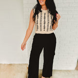 Cotton Gauze Cargo Wide Pants - Black - Lace and Grace Boutique