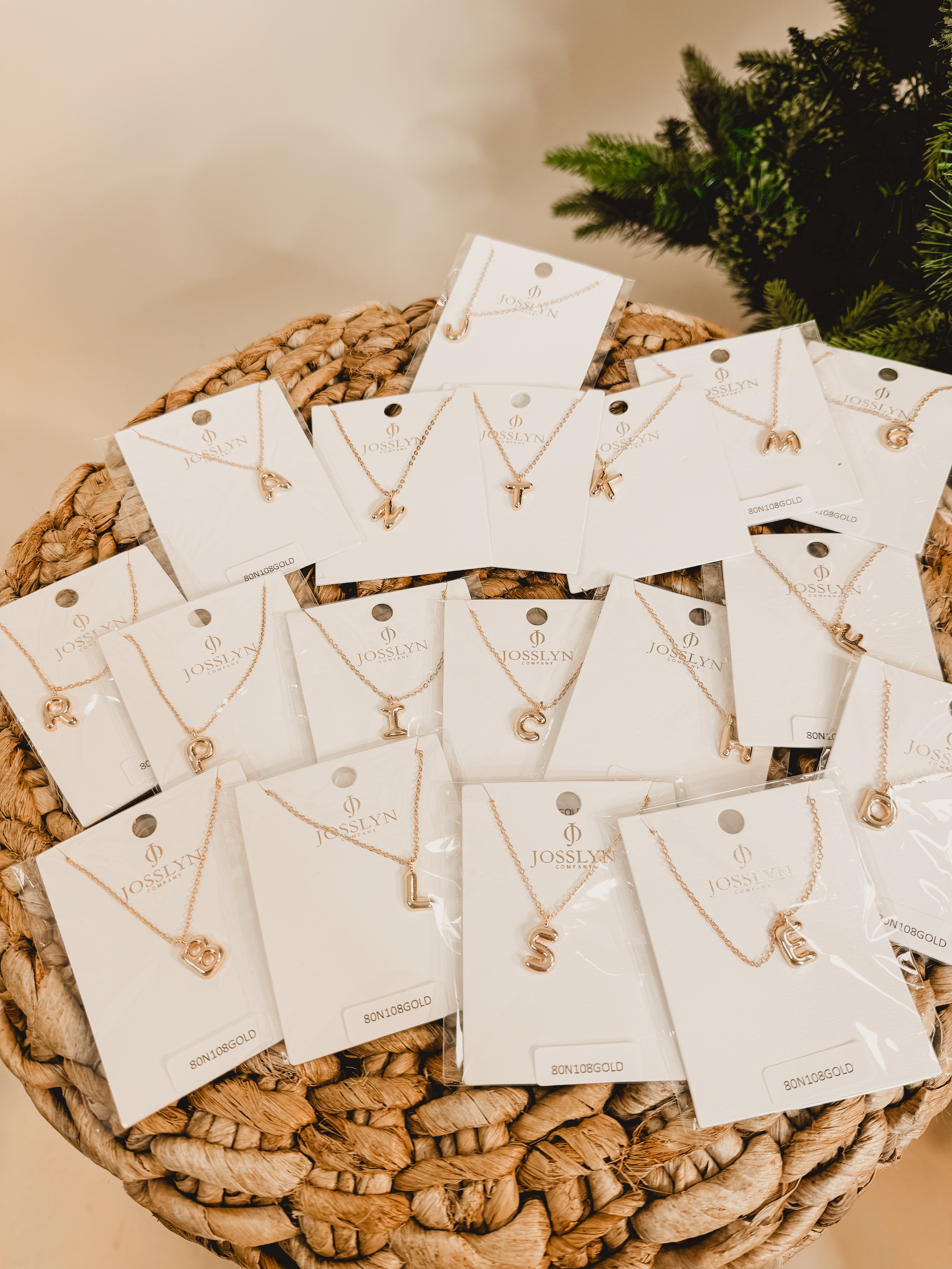 Balloon Bubble Personalized Initial Necklace - Gold - Lace and Grace Boutique