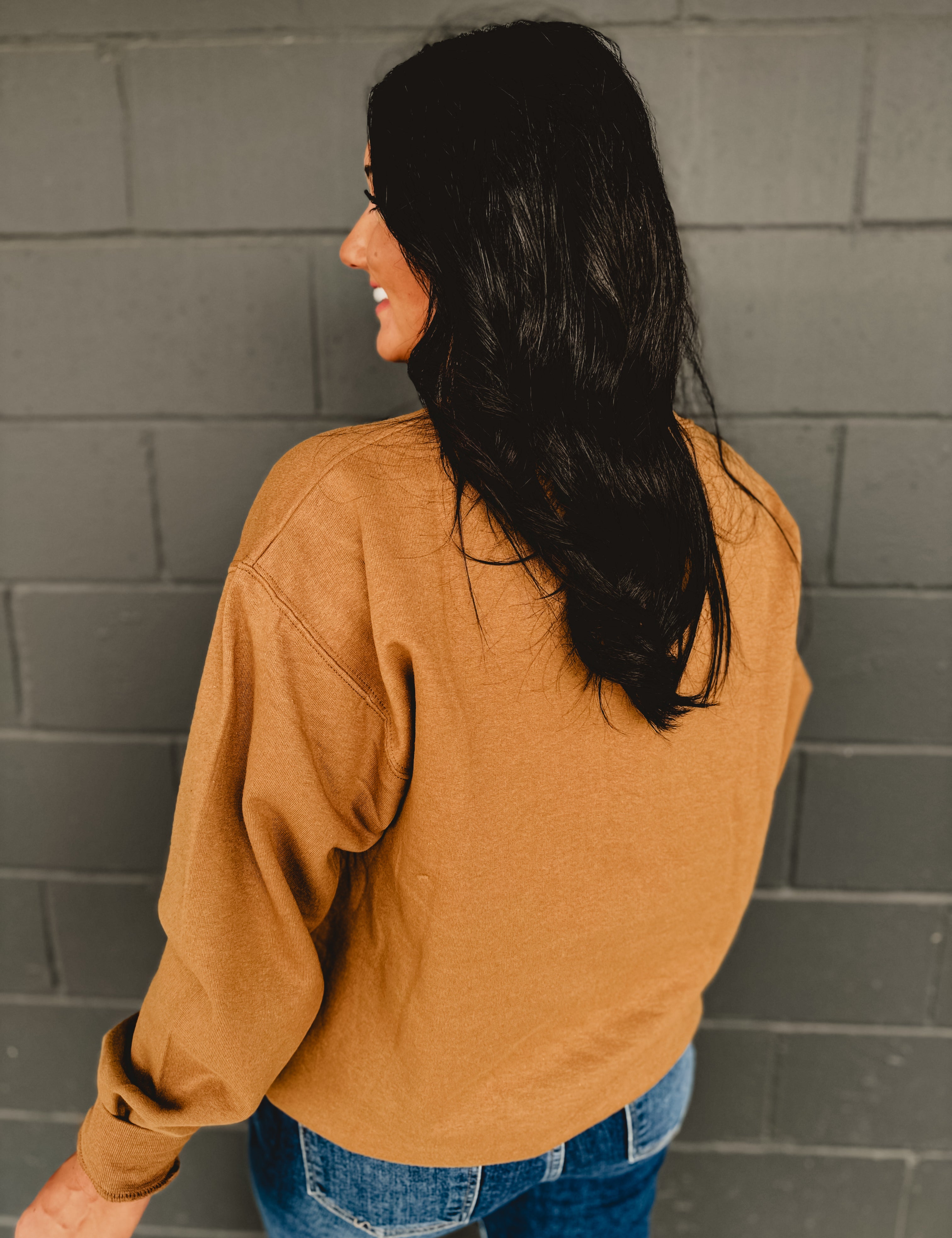 Pumpkin Season Oversized Sweatshirt - Pecan - Lace and Grace Boutique