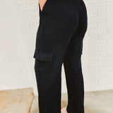 Cotton Gauze Cargo Wide Pants - Black - Lace and Grace Boutique