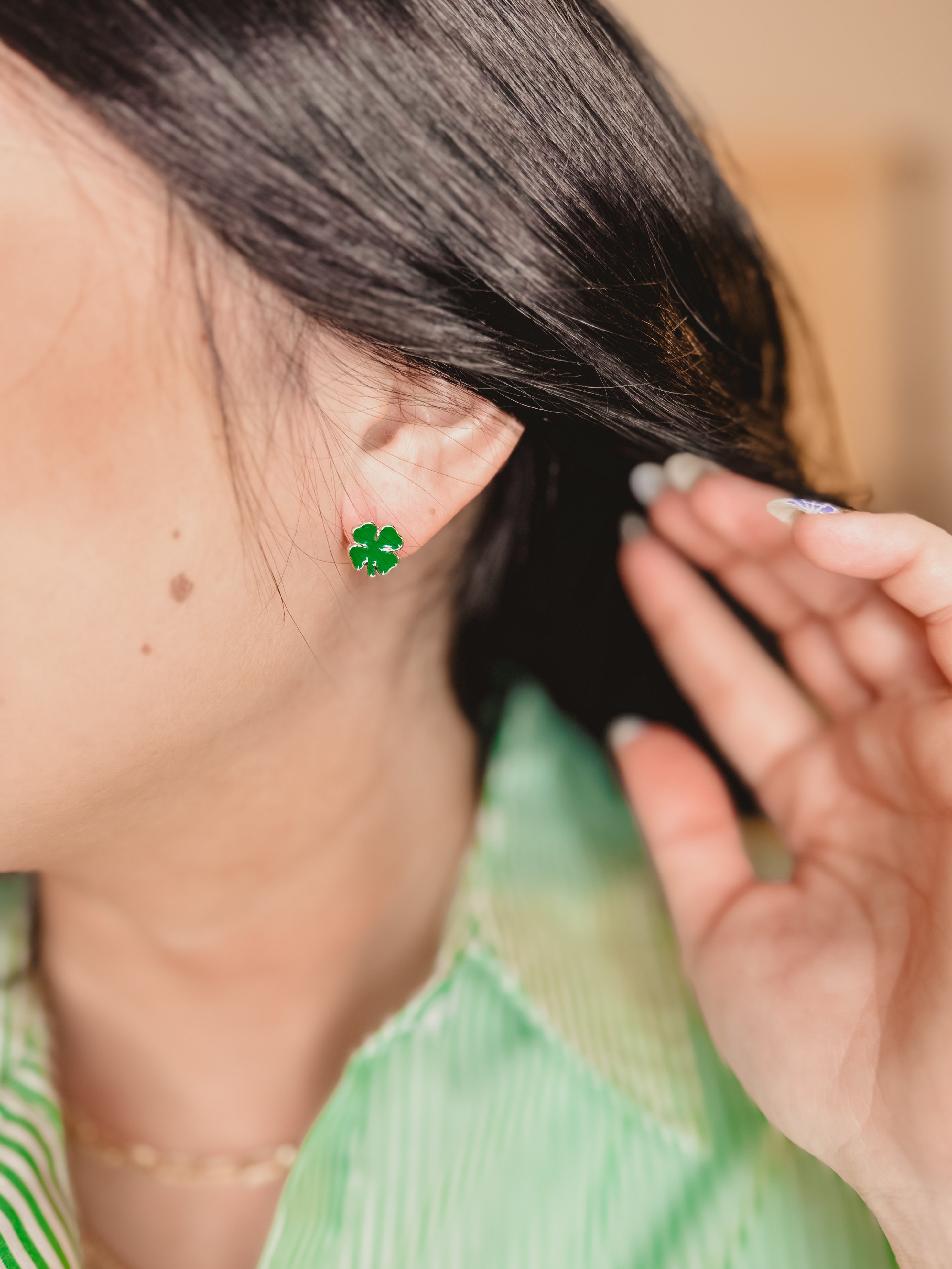 St. Patrick's Day Clover Stud Earrings - Lace and Grace Boutique