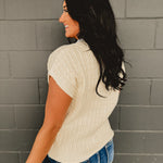 Denim Mixed Button Down Cable Sweater Jacket - Lace and Grace Boutique