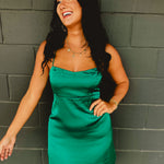 Babydoll Crisscross Mini Dress - Emerald - Lace and Grace Boutique