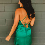 Babydoll Crisscross Mini Dress - Emerald - Lace and Grace Boutique