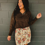 Long Sleeve V-Neck Pullover Sweater - Brown - Lace and Grace Boutique