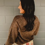 Long Sleeve V-Neck Pullover Sweater - Brown - Lace and Grace Boutique