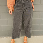 Barrel Capri Denim Pants - Black - Lace and Grace Boutique