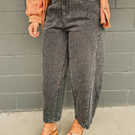 Barrel Capri Denim Pants - Black - Lace and Grace Boutique