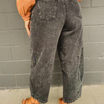 Barrel Capri Denim Pants - Black - Lace and Grace Boutique