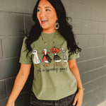 Just A Spooky Goose Graphic Tee - Moss Green - Lace and Grace Boutique
