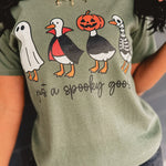 Just A Spooky Goose Graphic Tee - Moss Green - Lace and Grace Boutique