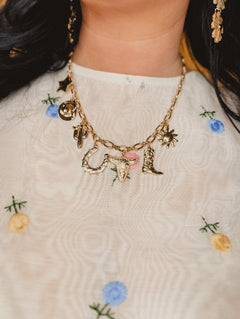 Western Chain Charm Necklace - Lace and Grace Boutique