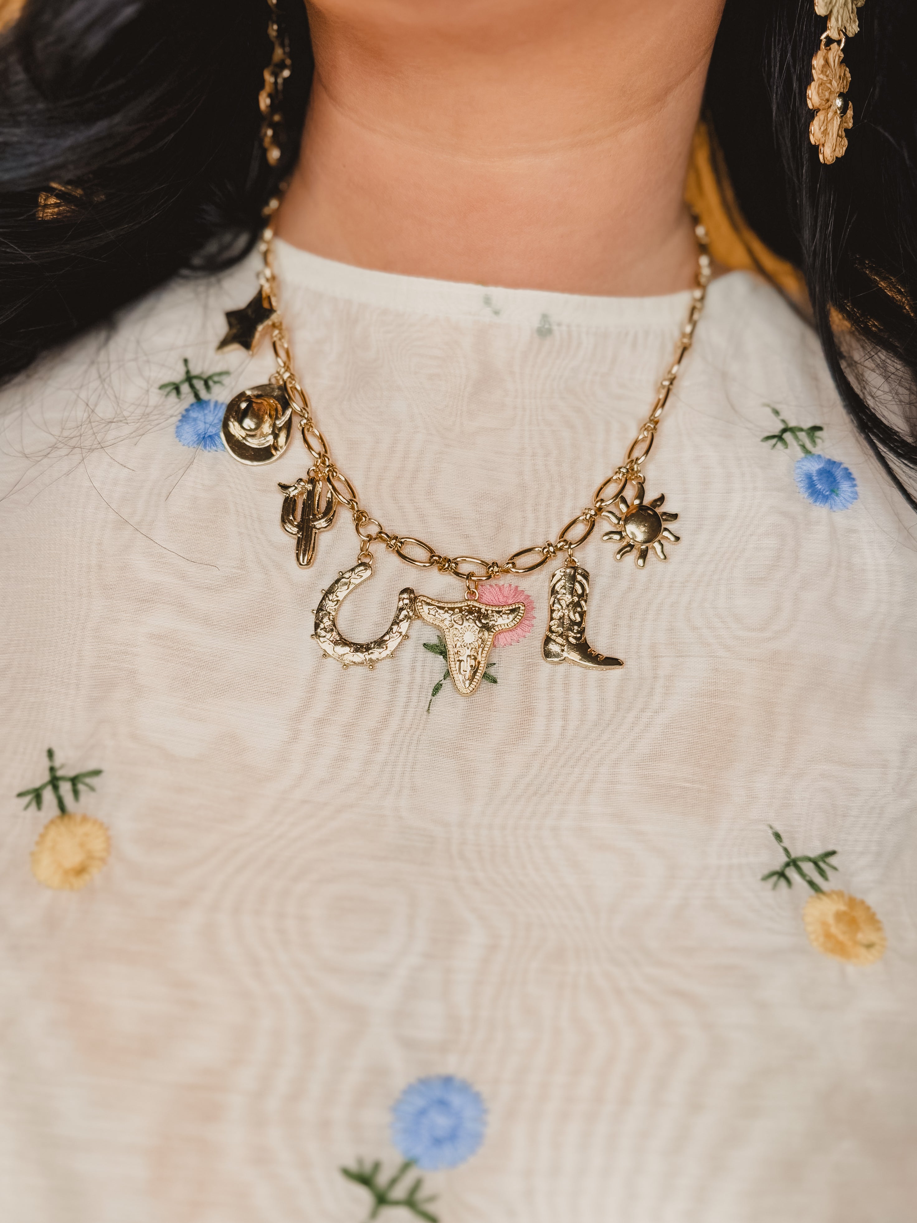 Western Chain Charm Necklace - Lace and Grace Boutique