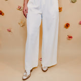 Solid Woven Pants - White - Lace and Grace Boutique
