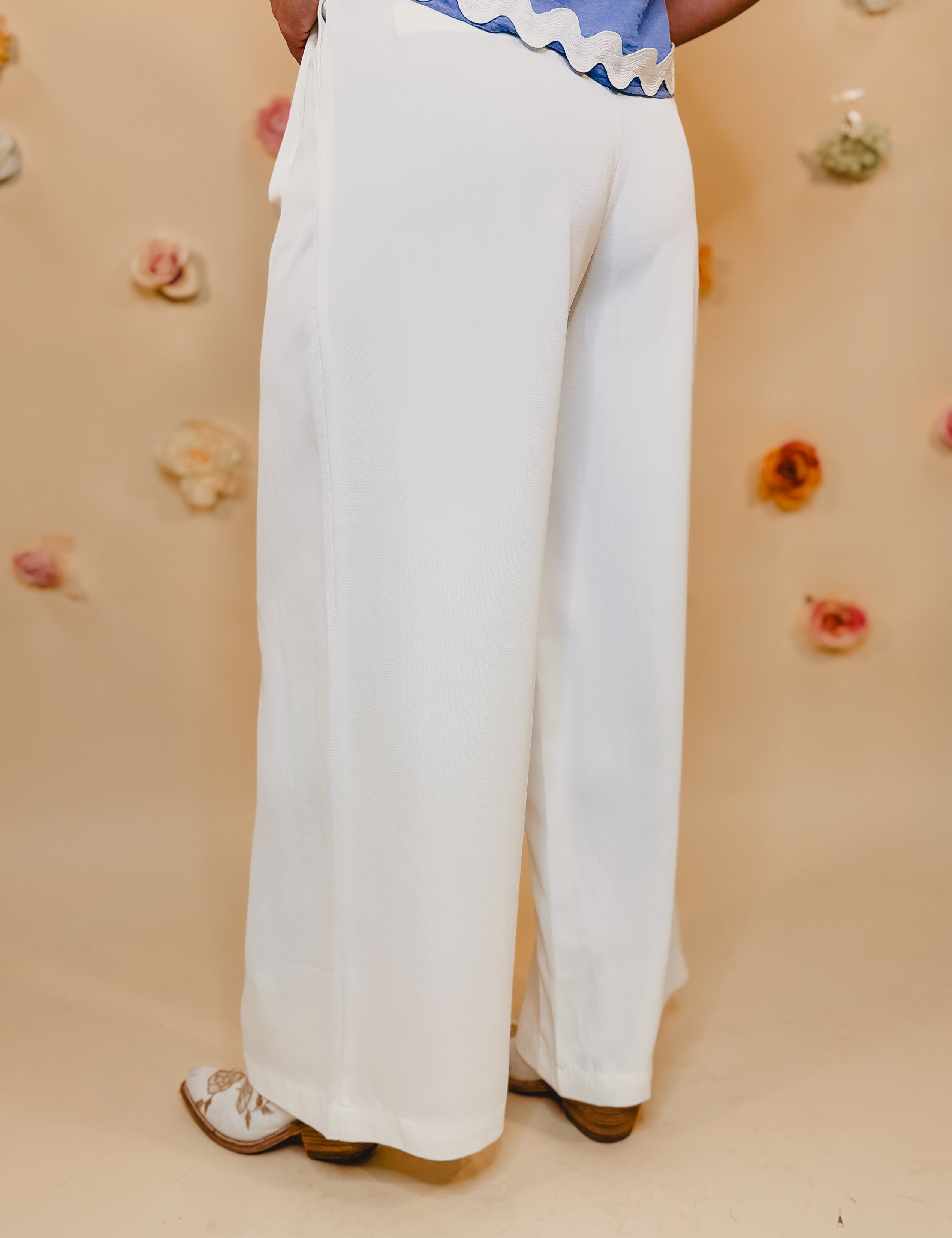 Solid Woven Pants - White - Lace and Grace Boutique