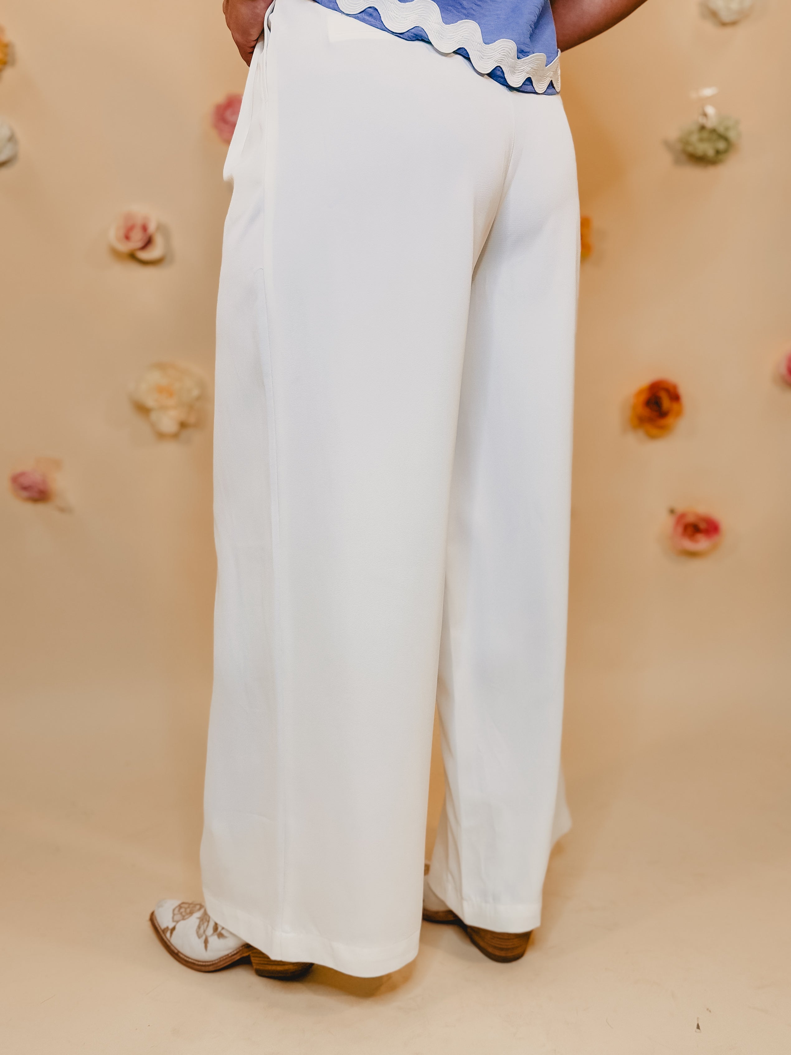 Solid Woven Pants - White - Lace and Grace Boutique