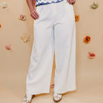 Solid Woven Pants - White - Lace and Grace Boutique