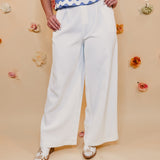 Solid Woven Pants - White - Lace and Grace Boutique