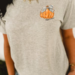 Simply Southern Pumpkin Bow Graphic Tee - Grey - Lace and Grace Boutique