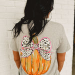 Simply Southern Pumpkin Bow Graphic Tee - Grey - Lace and Grace Boutique