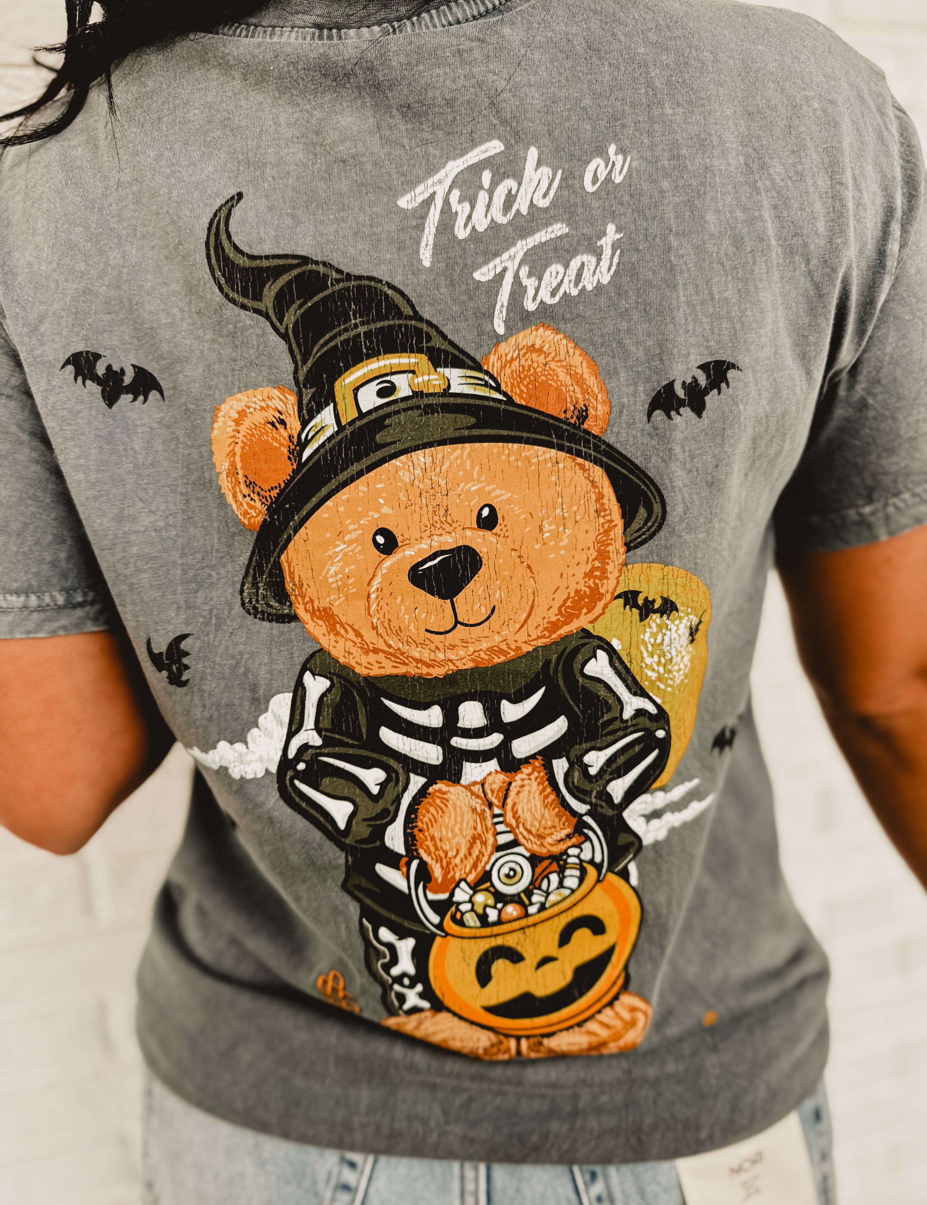 Simply Southern Trick Or Treat Graphic Tee - Coal - Lace and Grace Boutique