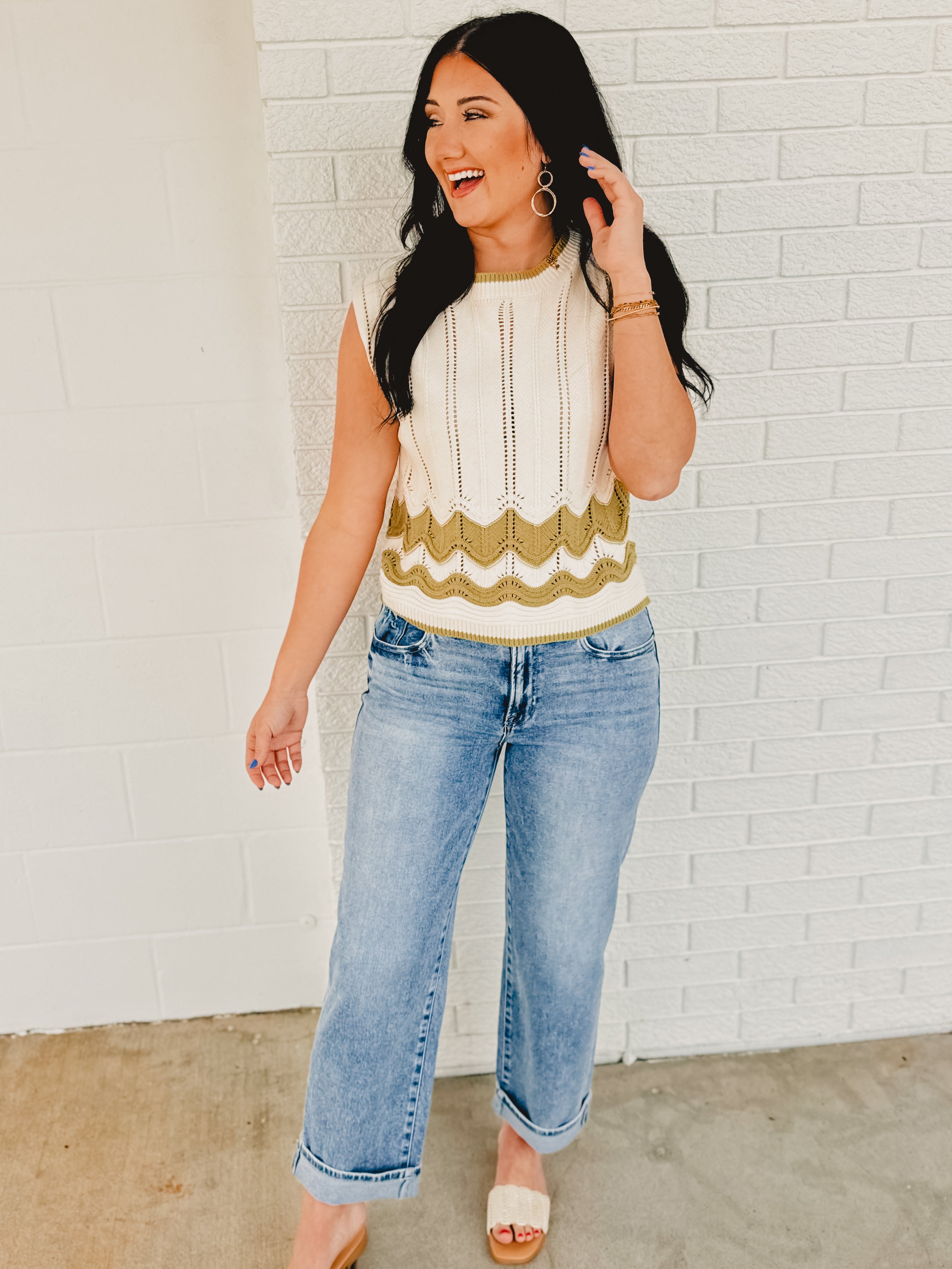 Mid Rise Boyfriend Cuffed Risen Jeans - Light Denim - Lace and Grace Boutique