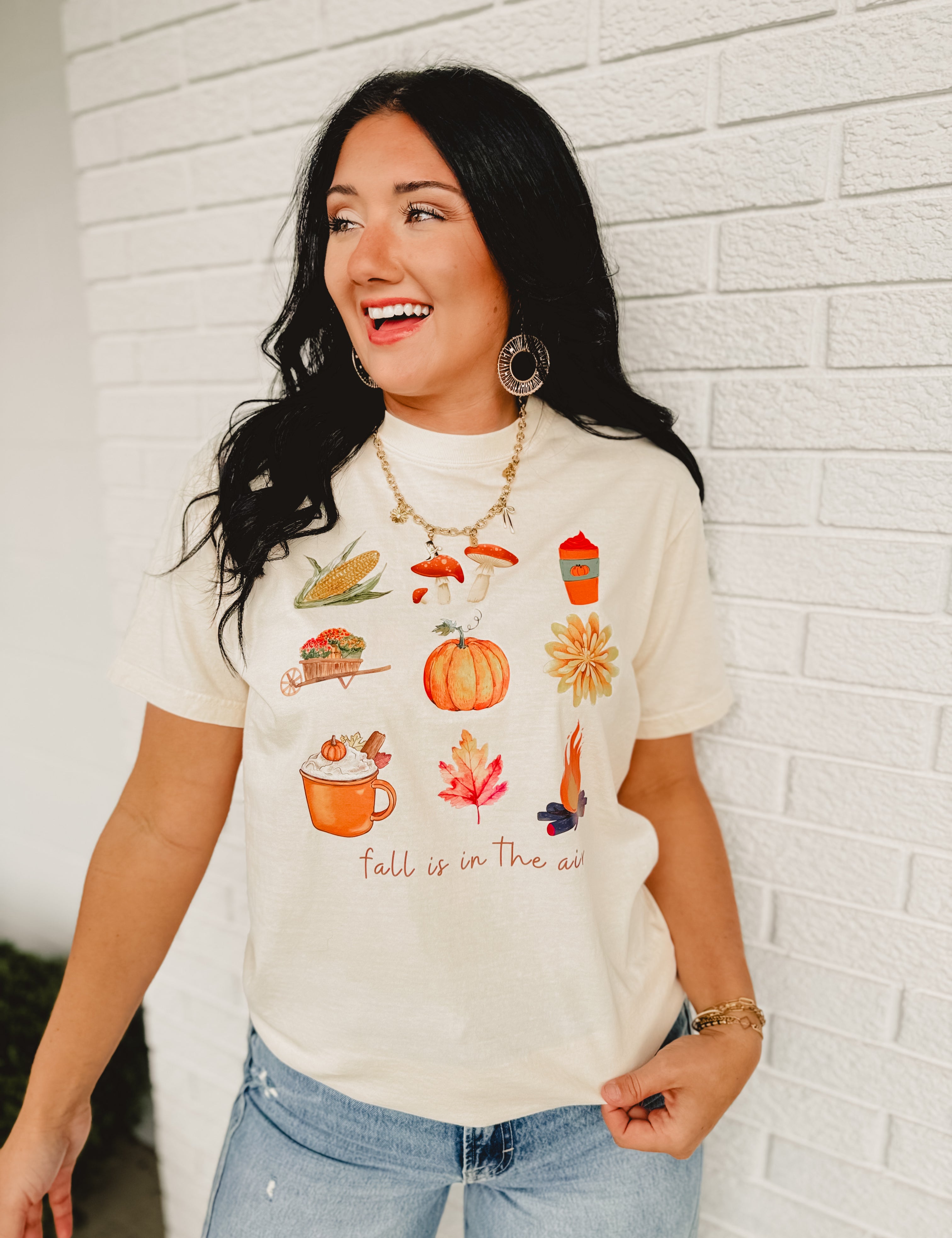 Fall Is In The Air Graphic Tee - Cream - Lace and Grace Boutique