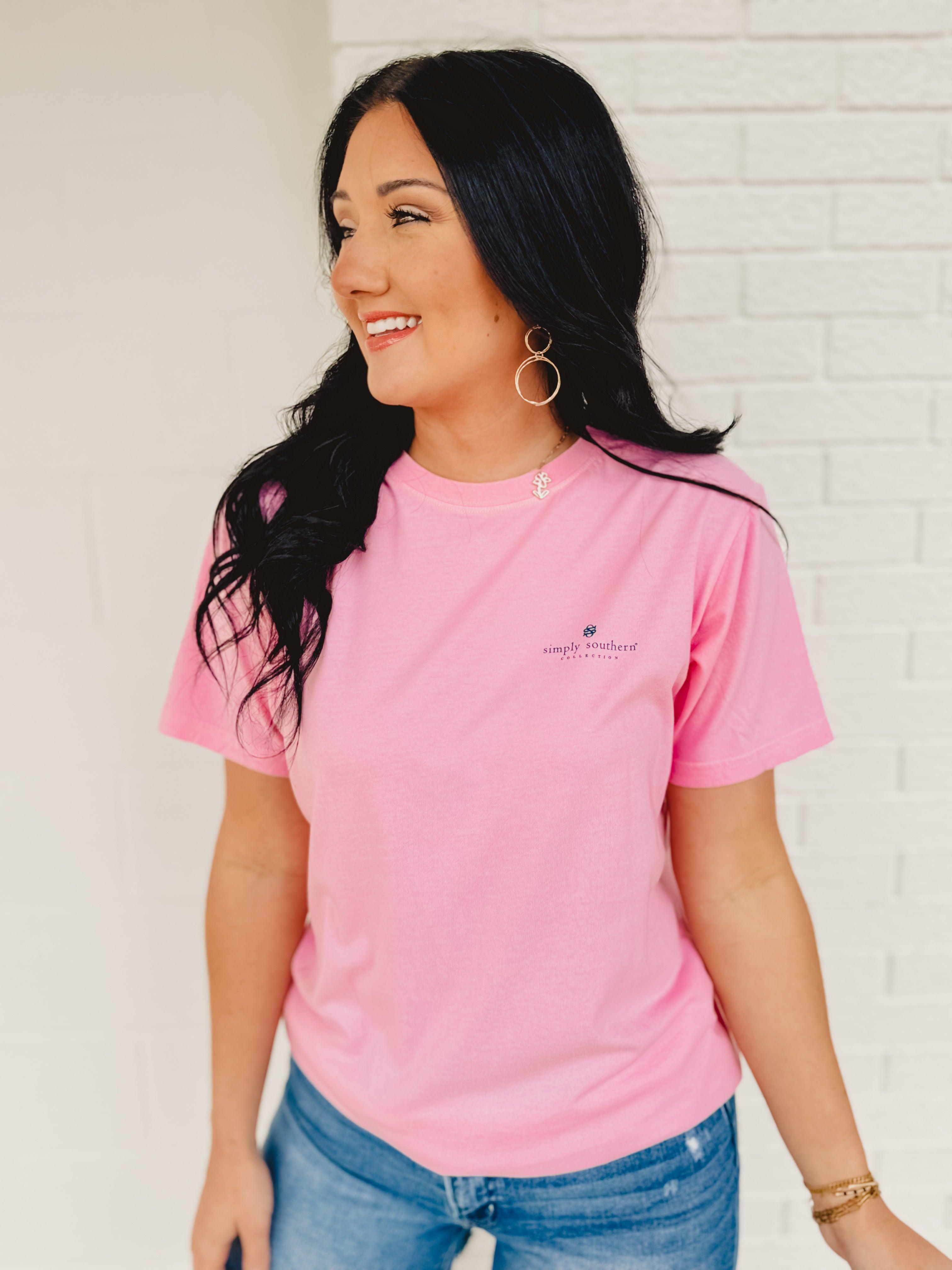 Simply Southern Dilly Dally Goose Tee - Pink - Lace and Grace Boutique