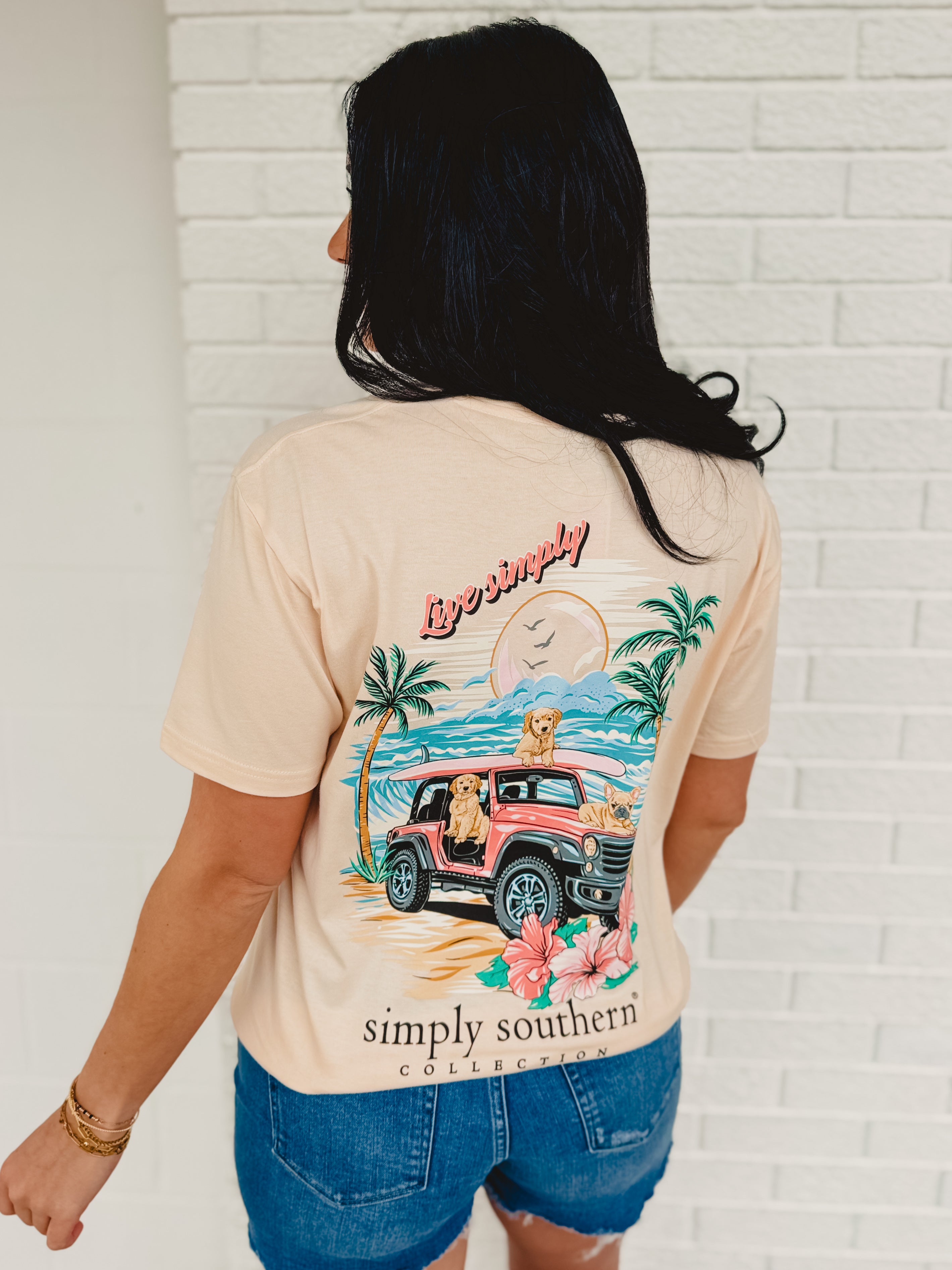 Simply Southern Simply Dogs Graphic Tee - Pale Yellow - Lace and Grace Boutique