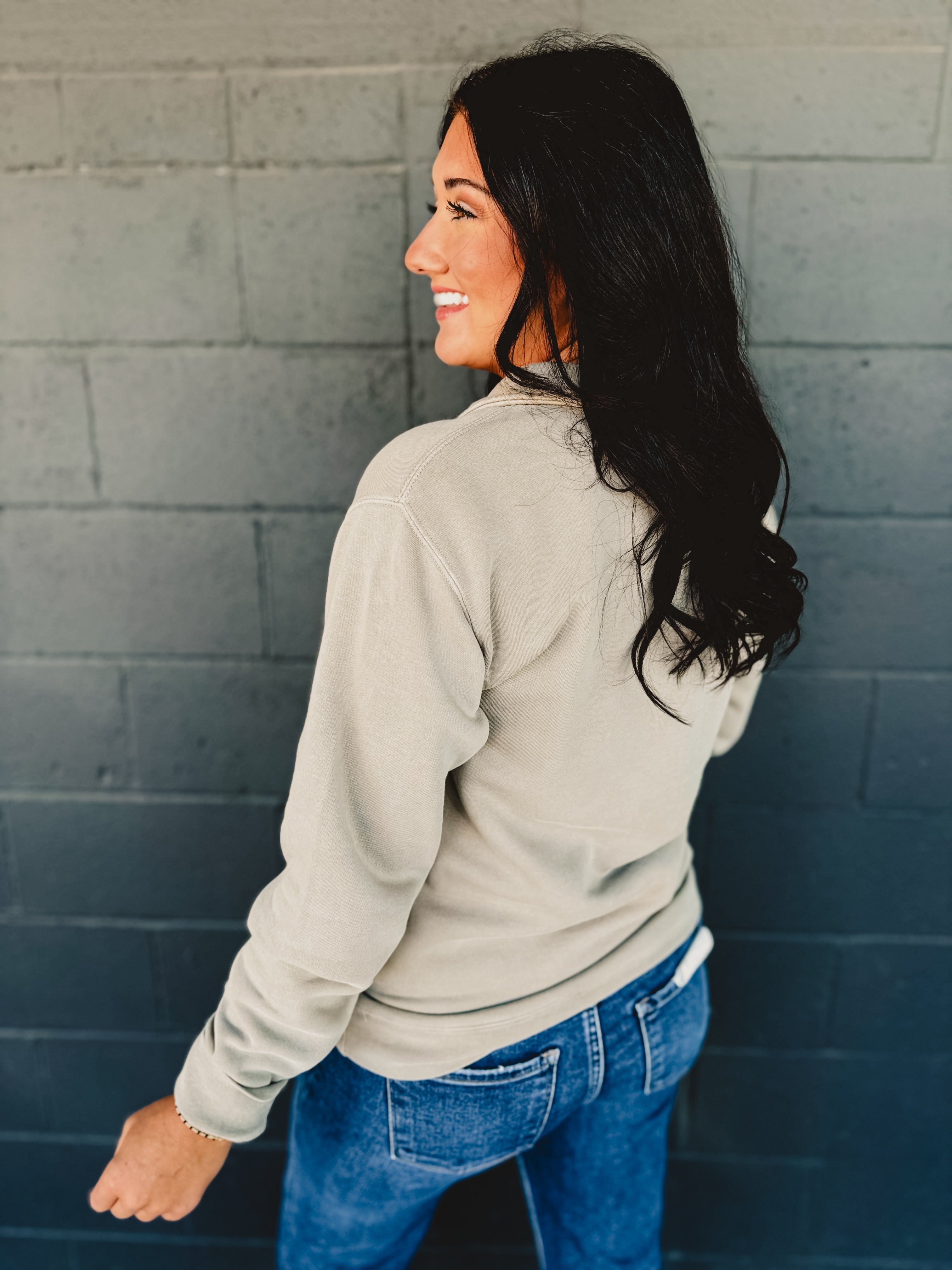 Pigment-Dyed Quarter Zip Pullover - Pigment Cement - Lace and Grace Boutique